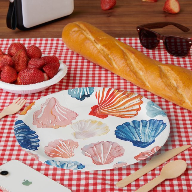 Preppy Summer - Seashell Paper Plates (Picnic)