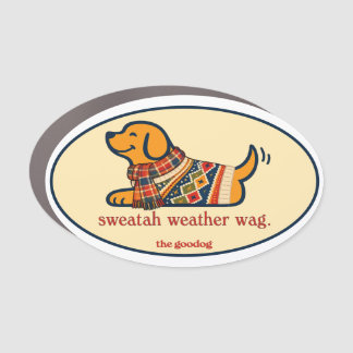 Preppy Sweater Weather Dog Car Magnet