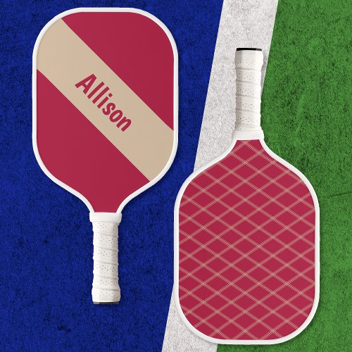 Preppy Tan on Magenta Pickleball Paddle with Name