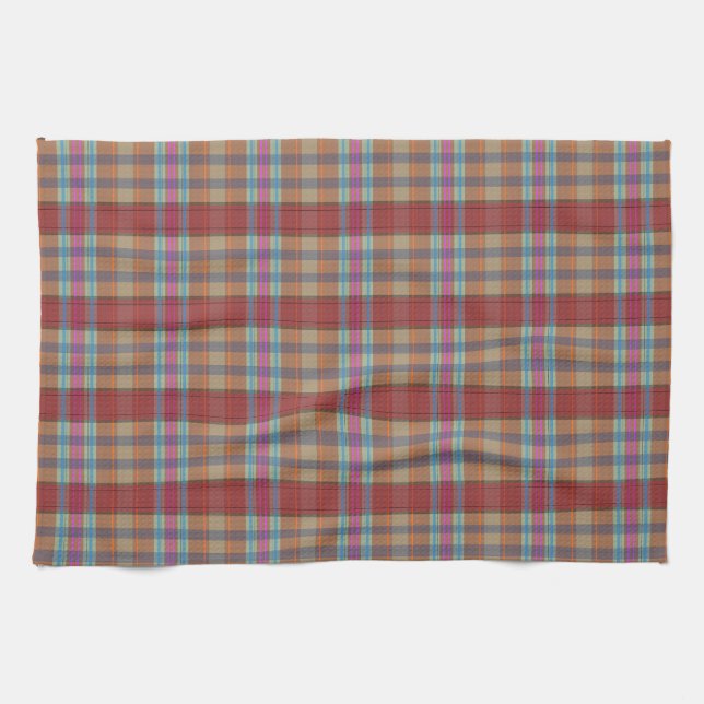 Preppy Tan Plaid Decorative Kitchen Towels (Horizontal)