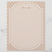 Preppy Tan Quatrefoil Mongogram With Name (Front)