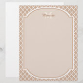 Preppy Tan Quatrefoil Mongogram With Name (Front/Back)