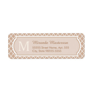 Preppy Tan Quatrefoil Mongogram With Name Label