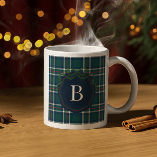 Preppy Tartan Plaid Christmas Monogram Mug