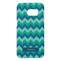 Preppy Teal Blue Chevron Personalize Monogram Samsung Galaxy S7 Case