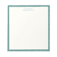 Preppy Teal Blue Gingham Plaid Personalized Name