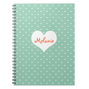 Preppy teal polka dot heart personalized journal