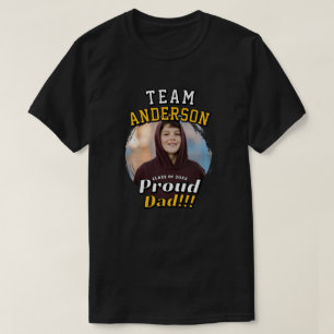 Preppy Team [Last Name] Proud Dad Grad Photo T-Shirt