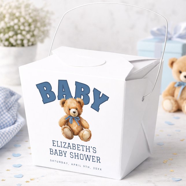 Preppy Teddy Bear Baby Shower Favor Boxes (Preppy Teddy Bear Baby Shower Favor Boxes)
