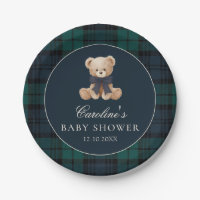 Preppy Teddy Bear Baby Shower Paper Plates