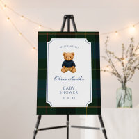 Preppy Teddy Bear Baby Shower Welcome