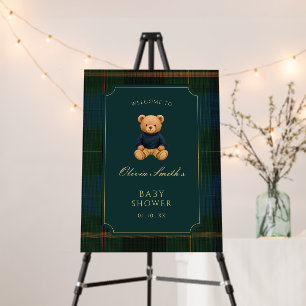 Preppy Teddy Bear Baby Shower Welcome Foam Board