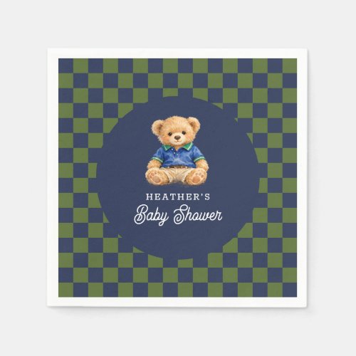 Preppy Teddy Bear Checkboard Baby Shower