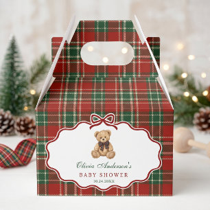 Preppy Teddy Bear Christmas Baby Shower Favor Boxes