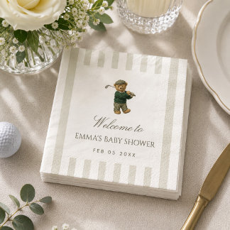 Preppy Teddy Bear Golf Baby Shower New to the Club Napkins