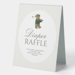 Preppy Teddy Bear Golf Baby Shower New to the Club Table Tent