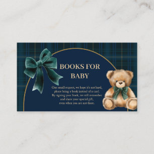 Preppy Teddy Bear Green Plaid Books for Baby Enclosure Card