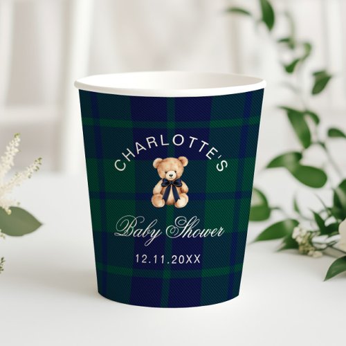 Preppy Teddy bear Luxury Plaid Baby Shower