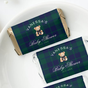 Preppy Teddy Bear Navy Plaid Baby Shower Hershey's Miniatures