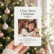 Preppy Teddy Bear Pink Green Family Christmas