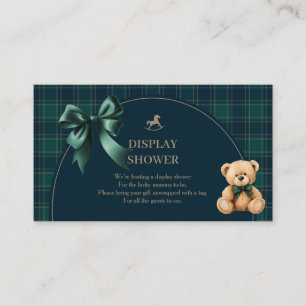 Preppy Teddy Bear Plaid Display Shower Insert Card