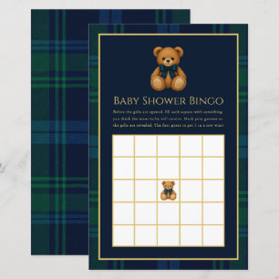 Preppy Teddy Bear Tartan Baby Shower Bingo Game