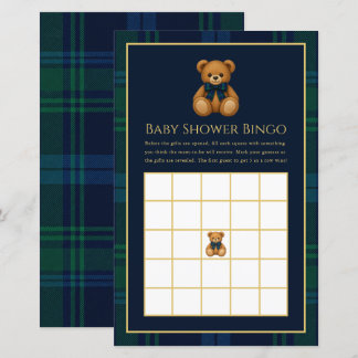 Preppy Teddy Bear Tartan Baby Shower Bingo Game