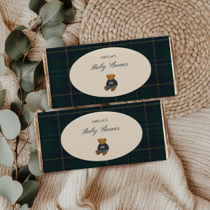Preppy Teddy Polo Bear Baby Shower Chocolate Bar 