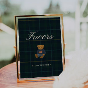 Preppy Teddy Polo Bear Baby Shower Favor Sign
