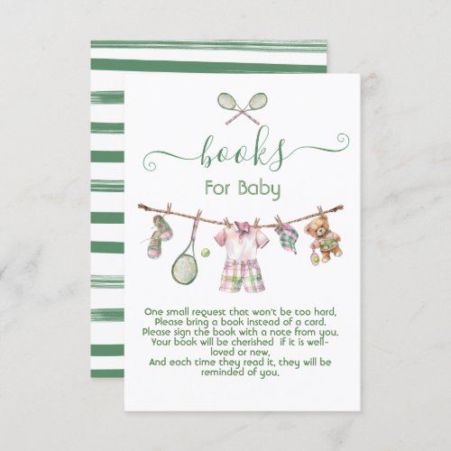 Preppy Tennis Boy clothesline books for baby Invitation