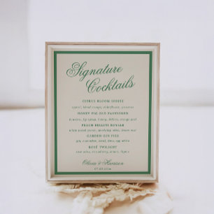 Preppy Tennis Club Green Signature Drinks Sign