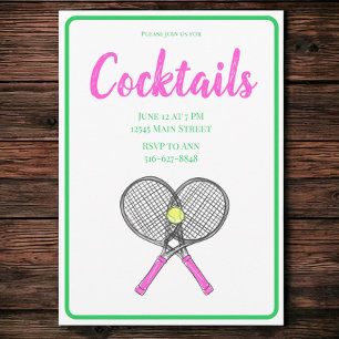Preppy Tennis Cocktail Party / Pink Racquets Invitation