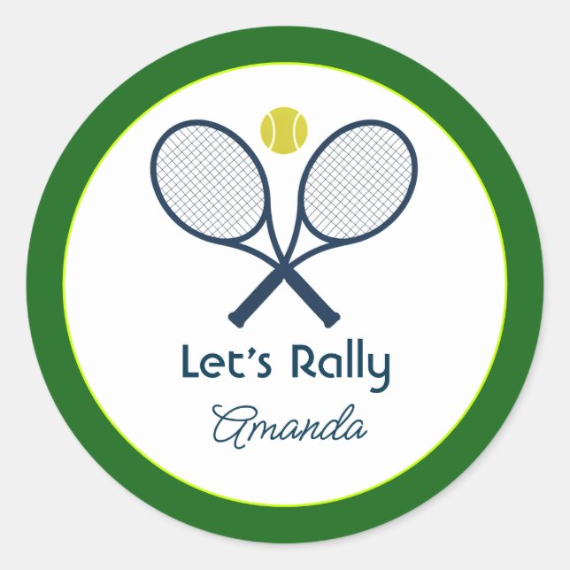 Preppy Tennis Country Club Birthday Party Classic Round Sticker (Front)