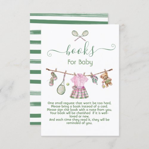 Preppy Tennis girl clothesline books for baby Invitation