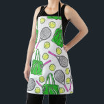 Preppy Tennis Green Baking Art Apron<br><div class="desc">This green tennis bag with tennis racquets and tennis balls patterned apron is perfect for the tennis player who bakes. The tennis design has green tennis bags, pink handled racquets, and yellow tennis balls. This green tennis bag design can be found on other items in my store, PageCreativeDesigns.</div>