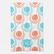 Preppy Tennis Laurel Wreath - Coral & Turquoise
