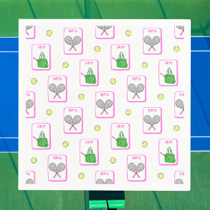 Preppy Tennis Mahjong / Racquet and Bag Tiles Napkins