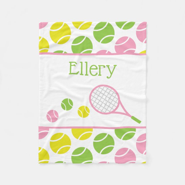 Preppy Tennis Personalized Fleece Blanket (Front)