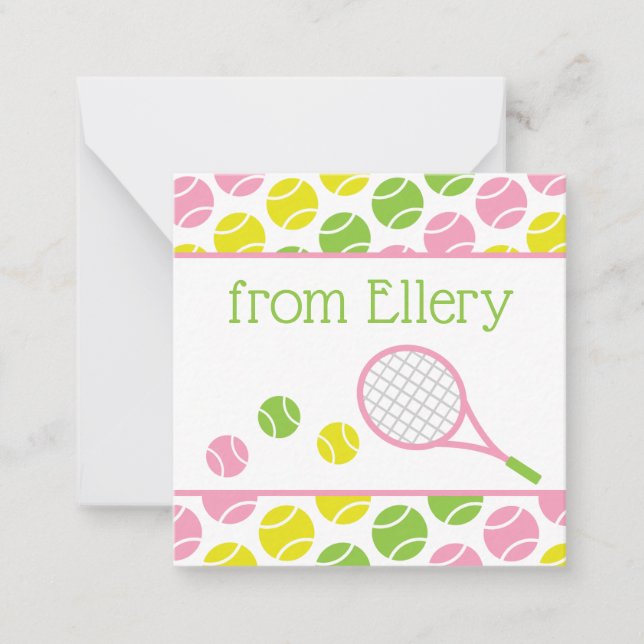 Preppy Tennis Personalized Gift Enclosure Cards (Front)