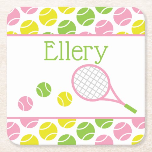 Preppy Tennis Personalized Paper Coasters