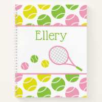 Preppy Tennis Personalized Spiral Notebook