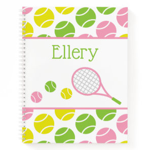 Preppy Tennis Personalized Spiral Notebook