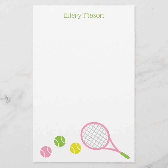 Preppy Tennis Personalized Stationery (Front)
