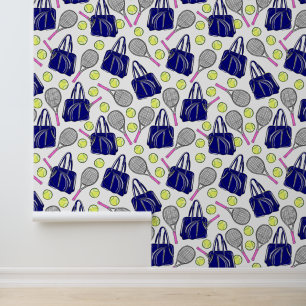 Preppy Tennis Pink Tennis Racquets Navy Bag Balls Wallpaper