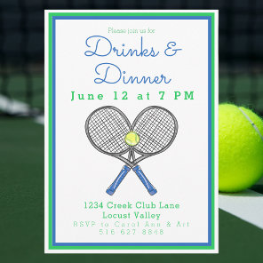 Preppy Tennis Racquets Drinks & Dinner  Invitation
