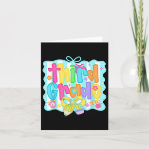 Preppy Third 3rd Grade Teacher Team Bow Back To Sc Card