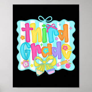 Preppy Third 3rd Grade Teacher Team Bow Back To Sc Poster