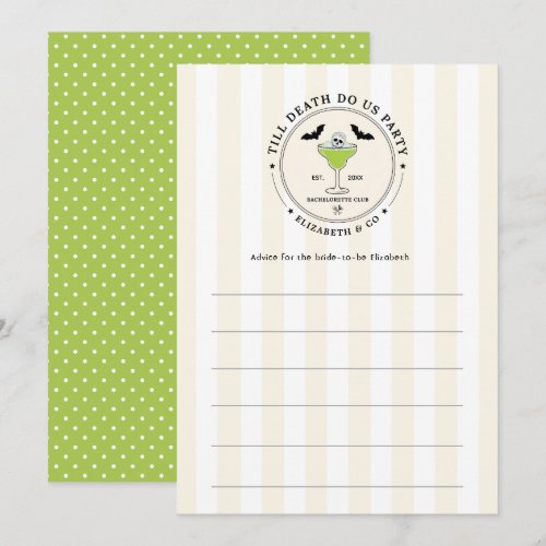 Preppy Till Death Do Us Party Gothic Bachelorette Advice Card
