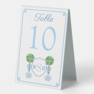 Preppy Topiary Baby Shower Luncheon Table Numbers Table Tent
