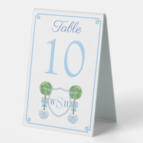 Preppy Topiary Baby Shower Luncheon Table Numbers Table Tent Sign